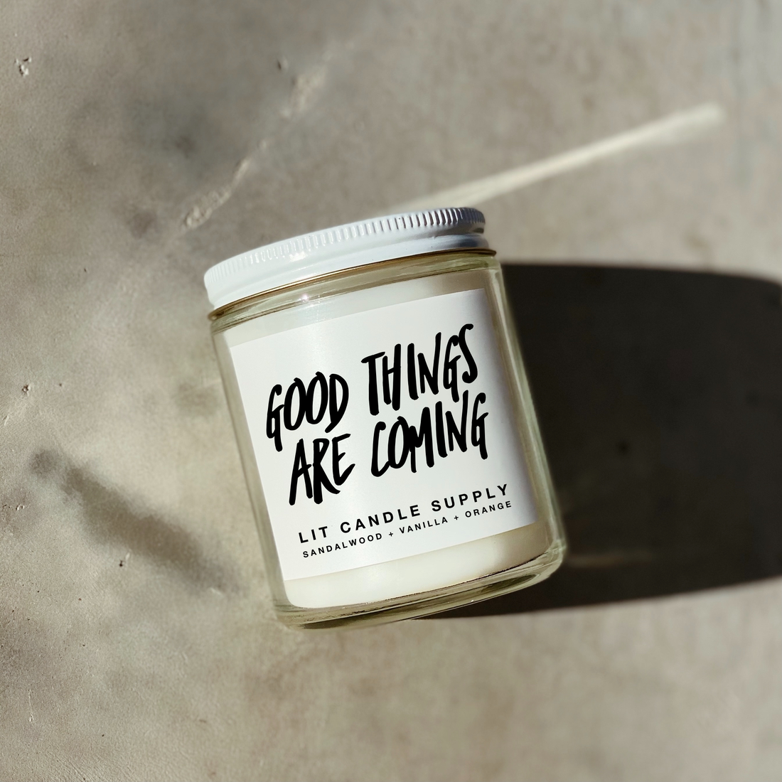 GOOD THINGS ARE COMING CANDLE